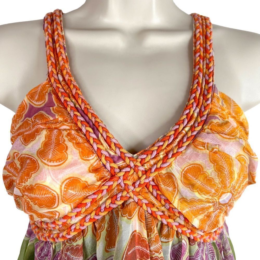 100% Silk Maxi Dress by ANNA SOPHIA Sleeveless Size Small - Picture 5 of 13